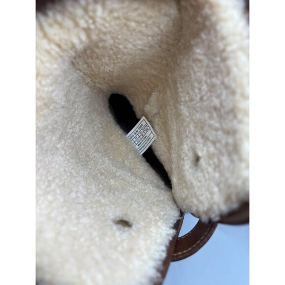 UGG Womens Boots 7 Lynnea Brown Leather Mid Calf Heeled Clog Boots - Picture 9 of 10